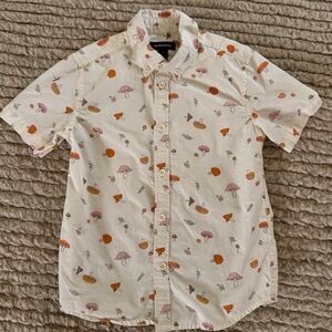 Nordstrom Kids' Tilden Print Button-Down Cotton Shirt in Ivory Wild Mushrooms